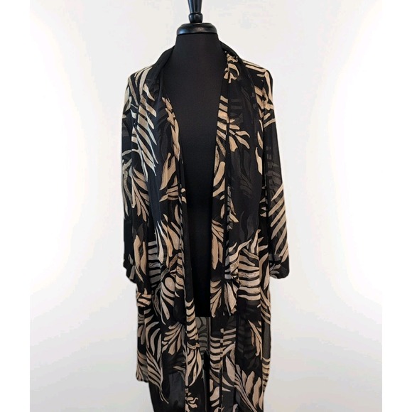 Estelle Of Australia long Sheer Coat Jacket Women's Size 4X Fern Black Tan NWT - Picture 3 of 10